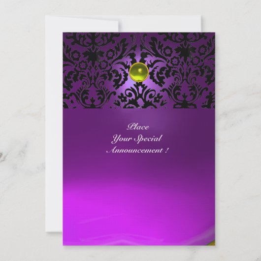 ダマスクジェムストーンモノグラムイエローパープル 招待状 (裏面)