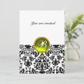 ダマスクジェムストーンモノグラムトパーズイエローホワイト 招待状 (スタンド正面)