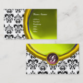 ダマスクジェムストーンモノグラム,イエロトパーズ,バイオレット 名刺 (正面/裏面)