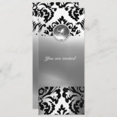 ダマスクジェムストーンモノグラム 白 招待状 (正面/裏面)