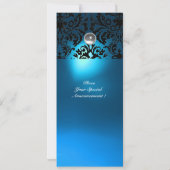 ダマスクジェムストーンモノグラム 白 青 ティール 招待状 (裏面)