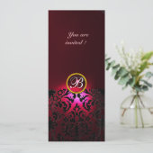 ダマスクジェムストーンモノグラム 赤 ワインレッド 招待状 (スタンド正面)