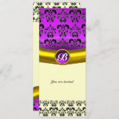 ダマスクジェムストーン モノグラム パープル ヴィオレット 招待状 (正面/裏面)