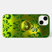 ダマスクジェムモノグラムイエローグリーン Case-Mate iPhoneケース (裏面 (横))
