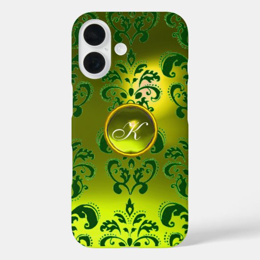 ダマスクジェムモノグラムイエローグリーン Case-Mate iPhoneケース (裏面)