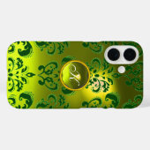 ダマスクジェムモノグラムイエローグリーン Case-Mate iPhoneケース (裏面 (横))