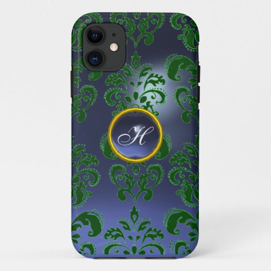 ダマスクジェムモノグラムグリーンパープルダーク Case-Mate iPhoneケース (裏面)