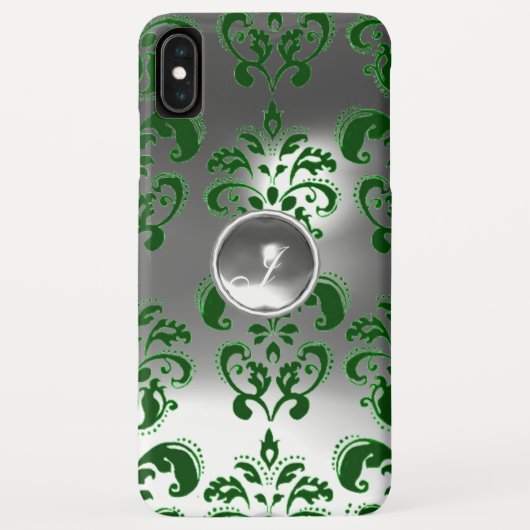 ダマスクジェムモノグラムグリーンホワイト Case-Mate iPhoneケース (裏面)