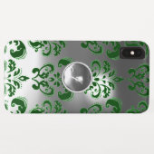 ダマスクジェムモノグラムグリーンホワイト Case-Mate iPhoneケース (裏面(横))
