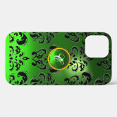 ダマスクジェムモノグラムグリーン Case-Mate iPhoneケース (裏面 (横))