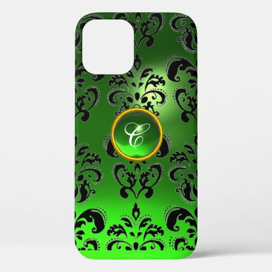 ダマスクジェムモノグラムグリーン Case-Mate iPhoneケース (裏面)