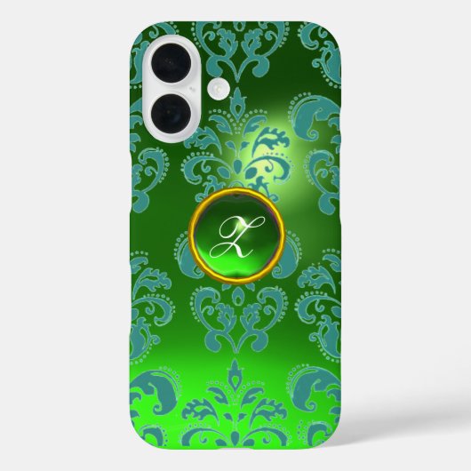 ダマスクジェムモノグラムグリーン Case-Mate iPhoneケース (裏面)