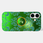 ダマスクジェムモノグラムグリーン Case-Mate iPhoneケース (裏面 (横))