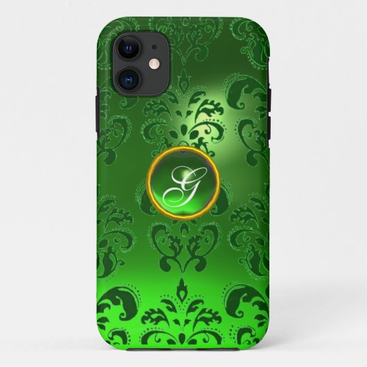 ダマスクジェムモノグラムグリーン Case-Mate iPhoneケース (裏面)