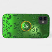 ダマスクジェムモノグラムグリーン Case-Mate iPhoneケース (裏面(横))