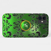 ダマスクジェムモノグラムグリーン Case-Mate iPhoneケース (裏面(横))