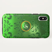 ダマスクジェムモノグラムグリーン Case-Mate iPhoneケース (裏面(横))