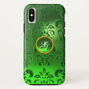 ダマスクジェムモノグラムグリーン iPhone XSケース