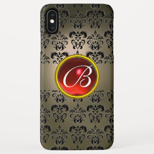 ダマスクジェムモノグラムグレーブラックレッド Case-Mate iPhoneケース (裏面)