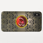ダマスクジェムモノグラムグレーブラックレッド Case-Mate iPhoneケース (裏面(横))