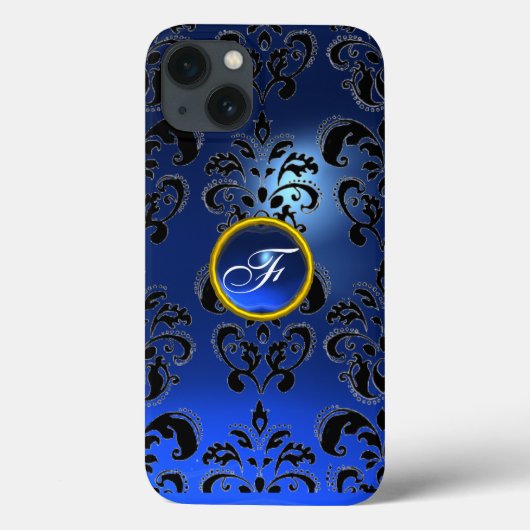 ダマスクジェムモノグラムブルー Case-Mate iPhoneケース (裏面)