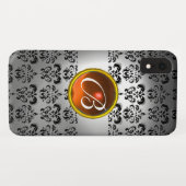 ダマスクジェムモノグラムホワイトブラックオラン Case-Mate iPhoneケース (裏面(横))