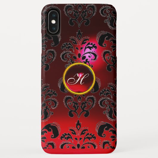 ダマスクジェムモノグラムレッドブルゴーニュ Case-Mate iPhoneケース (裏面)