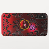 ダマスクジェムモノグラムレッドブルゴーニュ Case-Mate iPhoneケース (裏面(横))