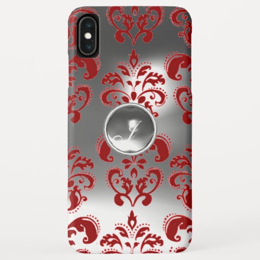 ダマスクジェムモノグラムレッド白 Case-Mate iPhoneケース (裏面)