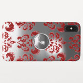 ダマスクジェムモノグラムレッド白 Case-Mate iPhoneケース (裏面(横))
