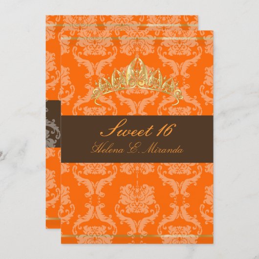 ダマスクスイート16/オレンジチョコレートティアラ/ディイカラー 招待状 (正面/裏面)