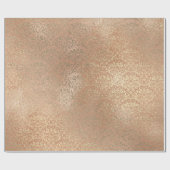 ダマスクスキニーピーチコーラルバラ金ゴールドメタルブライド ラッピングペーパー (フラット)