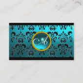 ダマスクスクエアモノグラム、ブルーターカーゼアクアマリン 名刺 (裏面)