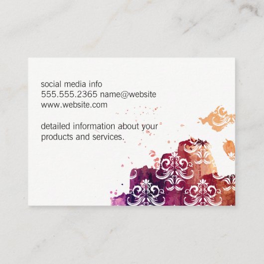 ダマスクスタイリッシュパターン表現型 名刺 (裏面)