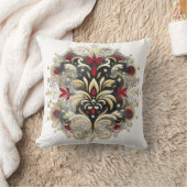 ダマスクスタイルイン赤、金ゴールド、ブラック クッション (ブランケット)