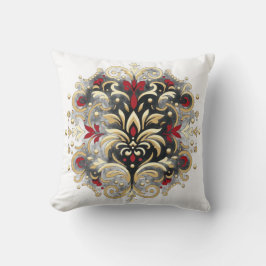 ダマスクスタイルイン赤、金ゴールド、ブラック クッション