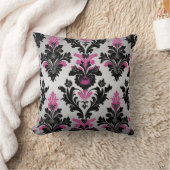 ダマスクスタイルクッションピンク、ブラック、シルバー クッション (ブランケット)