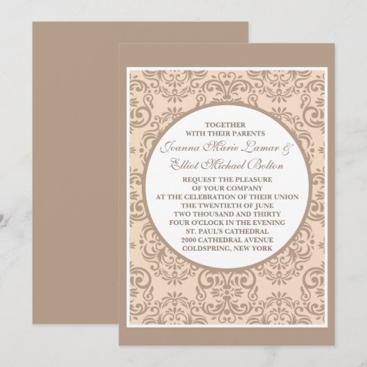 ダマスクスタイル招待状 招待状 (正面/裏面)