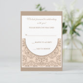 ダマスクスタイル返信カード 招待状 (スタンド正面)