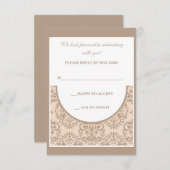 ダマスクスタイル返信カード 招待状 (正面/裏面)