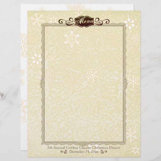 ダマスクスノーフレークのクリスマスホリデーメニューのレターヘッド (正面/裏面)