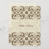 ダマスクスワーズレースコーヒー結婚式招待状 招待状 (正面/裏面)