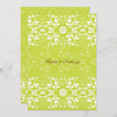 ダマスクスワーズレースライム結婚式招待状2 招待状 (正面/裏面)