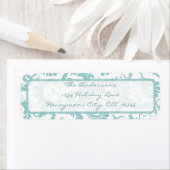 ダマスクスワールアクアブルー差出人住所ラベル ラベル (インサイチュ)