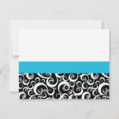 ダマスクスワールリハーサルディナーカードターコイズ 招待状 (裏面)