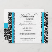 ダマスクスワールリハーサルディナーカードターコイズ 招待状 (正面/裏面)