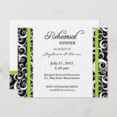 ダマスクスワールリハーサルディナーカード（緑） 招待状 (正面/裏面)
