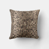 ダマスクセピア王室の金ゴールドブラックベージュメタリック クッション (裏面)