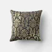 ダマスクセピア金ゴールドメタリックブラックグリッター クッション (裏面)