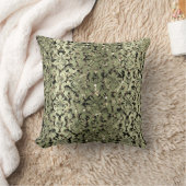 ダマスクセピ王室のア金ゴールドブラックミントグリーングリーナリー クッション (ブランケット)